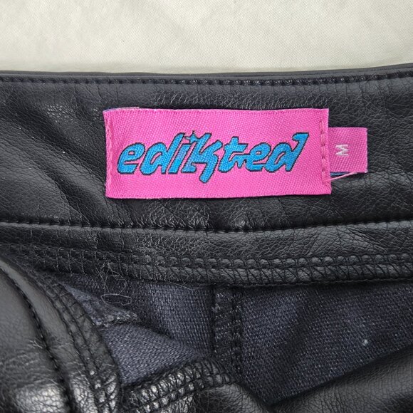 Edikted Ramona High Waist Faux Leather Shorts Womens Medium Black Trendy Vegan - Picture 9 of 11